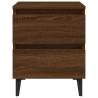 Chic Brown Oak Bed Cabinets with Metal Legs - 2 Pcs