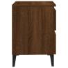 Chic Brown Oak Bed Cabinets with Metal Legs - 2 Pcs