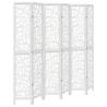 Elegant 6-Panel Room Divider in White Solid Paulownia Wood