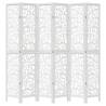 Elegant 6-Panel Room Divider in White Solid Paulownia Wood