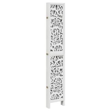 Elegant 6-Panel Room Divider in White Solid Paulownia Wood