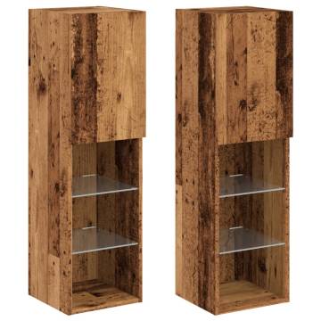 Stylish LED TV Cabinets - 2 pcs Old Wood | Hipomarket UK