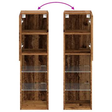 Stylish LED TV Cabinets - 2 pcs Old Wood | Hipomarket UK