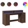 Brown Oak Desk with LED Lights - Stylish & Durable