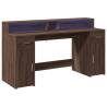 Brown Oak Desk with LED Lights - Stylish & Durable