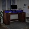 Brown Oak Desk with LED Lights - Stylish & Durable