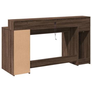 Brown Oak Desk with LED Lights - Stylish & Durable