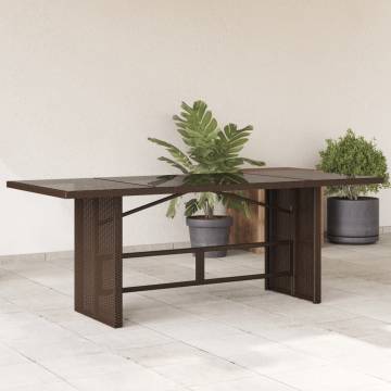 Garden Table with Glass Top - Brown 190x80cm - Hipomarket