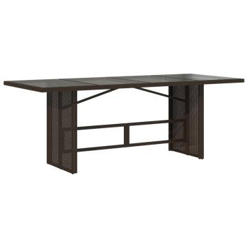 Garden Table with Glass Top - Brown 190x80cm - Hipomarket