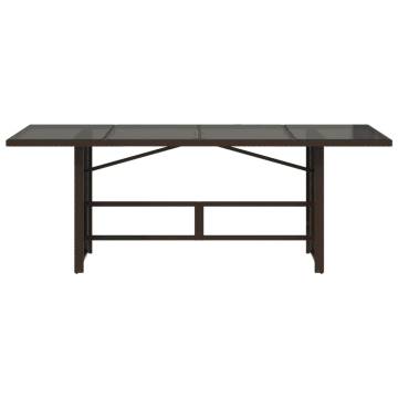 Garden Table with Glass Top - Brown 190x80cm - Hipomarket