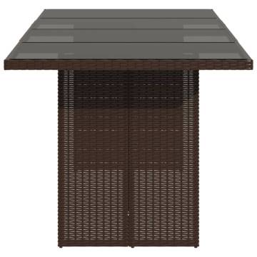 Garden Table with Glass Top - Brown 190x80cm - Hipomarket