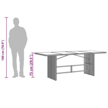 Garden Table with Glass Top - Brown 190x80cm - Hipomarket