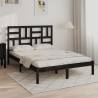 Double Bed Frame without Mattress - Black Solid Wood 135x190 cm