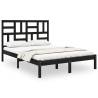 Double Bed Frame without Mattress - Black Solid Wood 135x190 cm