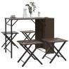 5 Piece Foldable Garden Dining Set - Brown Poly Rattan