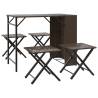 5 Piece Foldable Garden Dining Set - Brown Poly Rattan