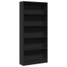 Stylish Black Bookcase - 80x24x176 cm Engineered Wood