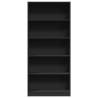 Stylish Black Bookcase - 80x24x176 cm Engineered Wood