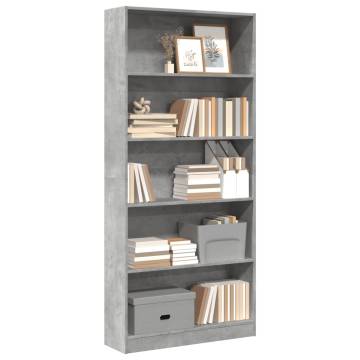 Bookcase Concrete Grey 80x24x176 cm - Stylish Storage Solution