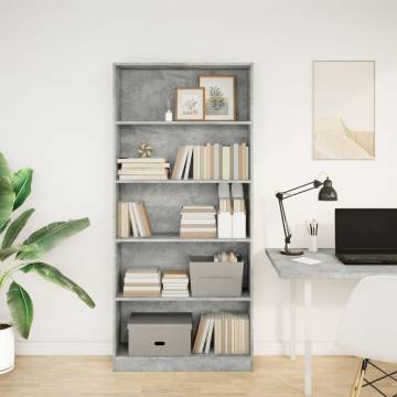 Bookcase Concrete Grey 80x24x176 cm - Stylish Storage Solution