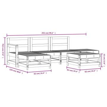 6 Piece Garden Lounge Set - Solid Pine Wood - Stylish Outdoor Furnitur