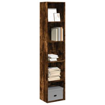 Stylish Smoked Oak Bookcase - Durable Engineered Wood 40x30x189 cm