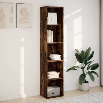 Stylish Smoked Oak Bookcase - Durable Engineered Wood 40x30x189 cm