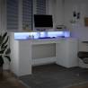 Desk with LED Lights - Stylish White Engineered Wood