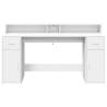 Desk with LED Lights - Stylish White Engineered Wood