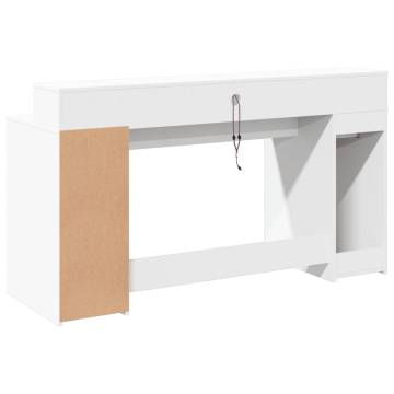 Desk with LED Lights - Stylish White Engineered Wood