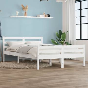 White Solid Wood Bed Frame 160x200 cm | Modern Bedroom Furniture