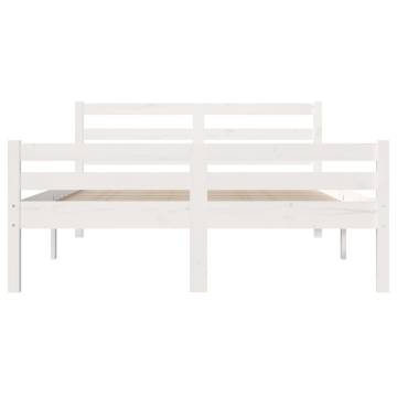 White Solid Wood Bed Frame 160x200 cm | Modern Bedroom Furniture