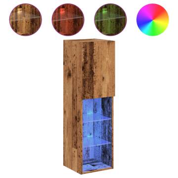 TV Cabinet with LED Lights - Old Wood 30.5x30x102 cm | HipoMarket