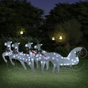 Reindeer & Sleigh Christmas Decoration - 100 LEDs Outdoor White