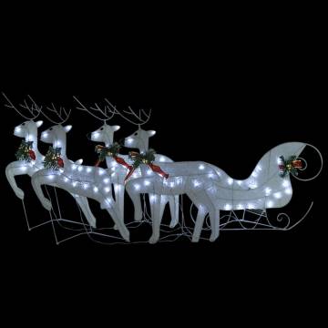 Reindeer & Sleigh Christmas Decoration - 100 LEDs Outdoor White