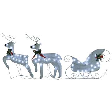 Reindeer & Sleigh Christmas Decoration - 100 LEDs Outdoor White