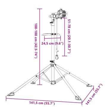 Adjustable Foldable Bike Repair Stand - 108-188 cm Blue Steel