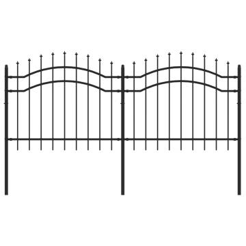 Garden Fence with Spear Top Black - 140cm Steel | HipoMarket