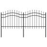 Garden Fence with Spear Top Black - 140cm Steel | HipoMarket