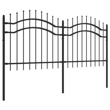 Garden Fence with Spear Top Black - 140cm Steel | HipoMarket