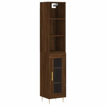 Stylish Highboard Brown Oak - 34.5x34x180 cm