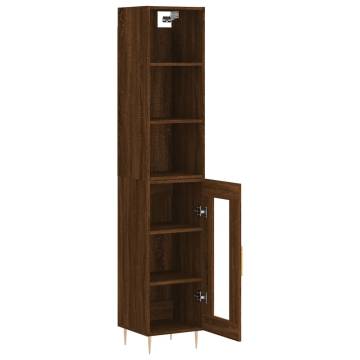 Stylish Highboard Brown Oak - 34.5x34x180 cm