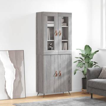 Stylish Highboard Grey Sonoma - Engineered Wood | Hipo Market