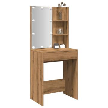 Dressing Table with LED Artisan Oak - Modern Design & Storage Solution