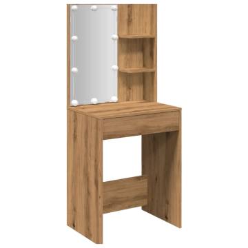 Dressing Table with LED Artisan Oak - Modern Design & Storage Solution