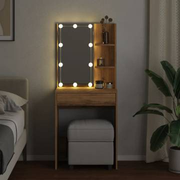 Dressing Table with LED Artisan Oak - Modern Design & Storage Solution