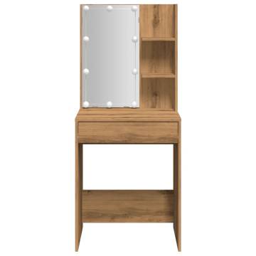 Dressing Table with LED Artisan Oak - Modern Design & Storage Solution