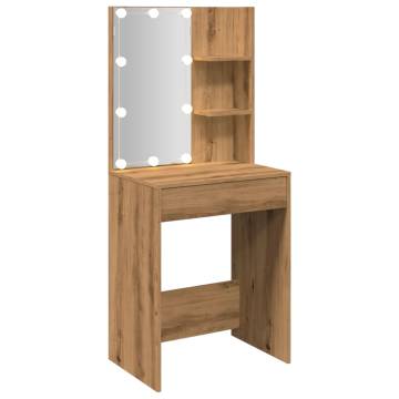 Dressing Table with LED Artisan Oak - Modern Design & Storage Solution