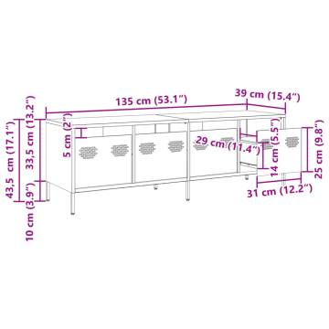 TV Cabinet Black 135x39x43.5 cm - Durable Cold-Rolled Steel