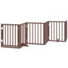 Dog Gate with Door - Foldable 6 Panels Brown Poplar Wood